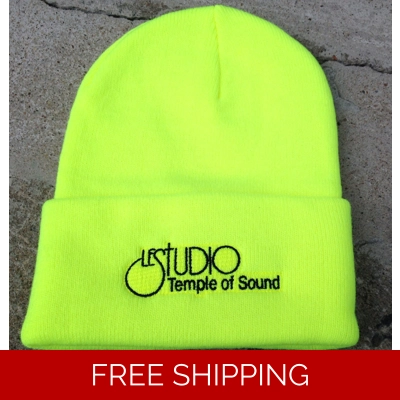 Le Studio Winter Hat Neon Yellow/Green Black Front Logo TOS